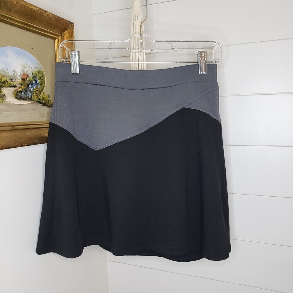 Prana Livia Skirt Black Grey Wool Blend A-Line Fitness Skirt XS